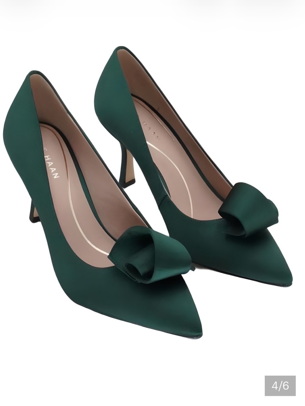 Cole Haan Women's Florette Satin Pumps in Rainforest Green. SZ 9.5 NIB